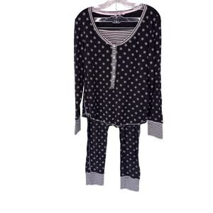 Victoria's Secret Pajamas Black White Snowflake Winter Thermal Lounge Large